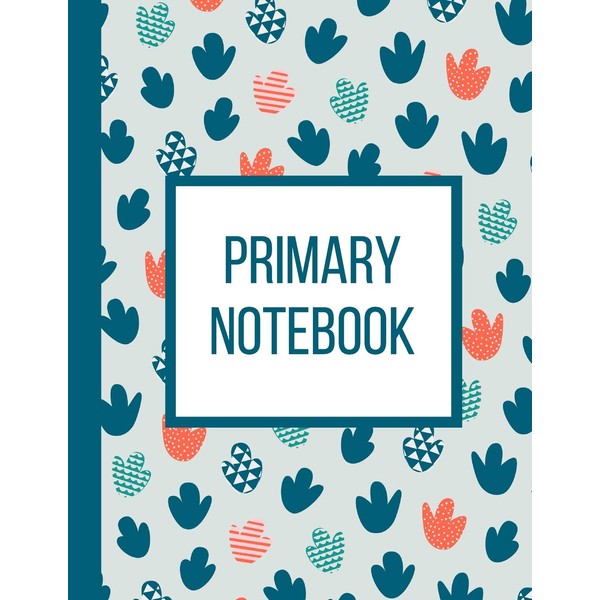 Primary Notebook: Blank Dotted Lined Paper-Dino Foot Prints-120 Pages 8.5