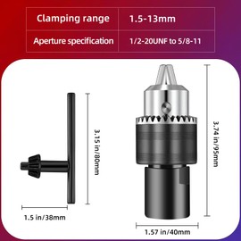 5/8"-11 Angle Grinder to Drill Chuck Converter | High-Carbon Steel Adapter & 1.5-13mm Metal Drill Chuck | 5/8"-11 to 1/2-20UNF Fixed Adapter for Metal/Wood DIY,Grinder Attachments