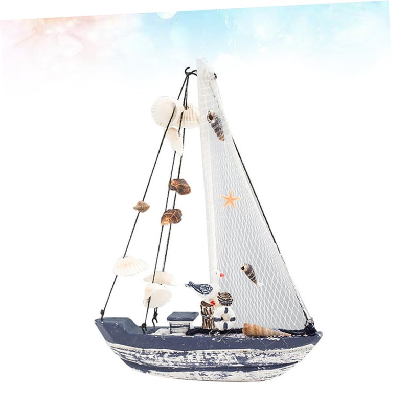ORFOFE Marine Shell Sailing Boat Ornament Resin Craft Home Decor