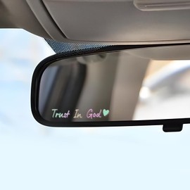 Lyxheth 4PCS Trust in God Rearview Mirror Sticker, Car Decals for Women, Trust in God Mirror Decals, Decorative Vehicle Window Self Affirmations Stickers Interior Accessories Fit Most Cars (Colorful)