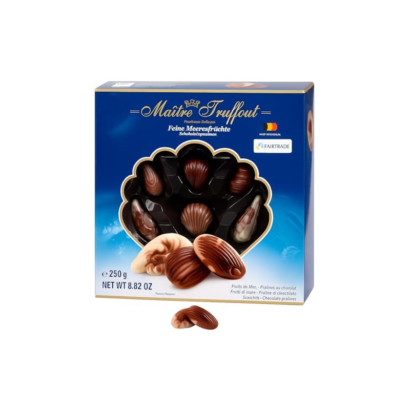 Maître Truffout Belgian Seashells Chocolate Pralines, Candy Gift Box, 250g