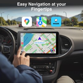 Laser 7-inch Portable Wireless CarPlay/Android Auto Touchscreen, Real-Time Navigation, Voice Control, Bluetooth and Wi-Fi, IPS Display - Supports Bluetooth Transmitter and Apple CarPlay Integration