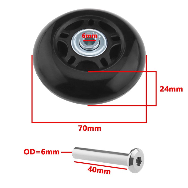 SG Store 2 Sets 70 x 24 mm Luggage Wheels
