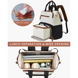 LOVEVOOK Lunch Backpack for Women, 15.6 Inch Laptop Bag with Insulated Cooler Lunch Box, Work Backpack for Teacher Nurse, Travel Backpack Lunch Bag for Camping Picnic Daily Use
