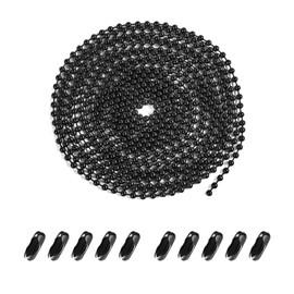 Dotlite Black Ceiling Fan Pull Chain, 120" Extra Long Rust Proof 3mm Beaded Ball Light Pulls Extension Chains with 20Pcs Connectors