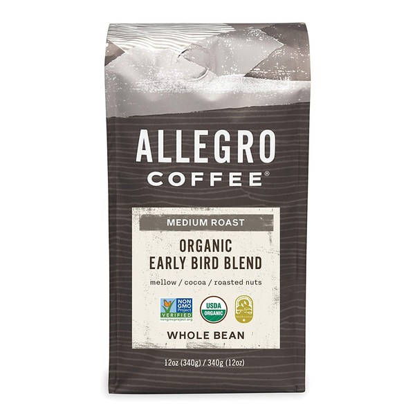 Allegro Coffee Organic Early Bird Blend Whole Bean Coffee, 12 oz