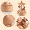 BLIENKREBY Wooden Carousel Music Box with Rotating Train, Windup, Mechanism,