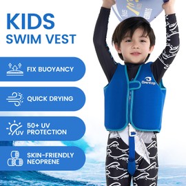 Owntop Children's Life Jacket - Lightweight Swimming Jacket for Learning to Swim | Swimming Aid for Toddlers with Comfortable Crotch Strap | Neoprene Buoyancy Vest for Boys Girls Age 2-8