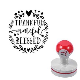 Seasonstorm Thankful Grateful Blessed Self-Inking Photosensitive Planner Scrapbooking Stamps for Card Making Bullet Journal Art Supplies Round 1.6 inches Black Ink (SA88)