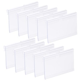 Pack of 60 Plastic Label Holders for Wire Shelves, Movable Shelf Label Holders, Clip-on Labels, Transparent Price Label Holders for Supermarkets, PVC Sign Stands, Price Labels