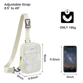 G4Free Clear Sling Bag Stadium Approved, Clear Fanny Pack Crossbody Mesh Bag Purses for Women, Transparent Lightweight Chest for Travel, Stadium or Concerts(Ivory)
