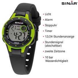 SINAR Digital Watch for Boys Girls Teenagers in Black / Green XE-52-3