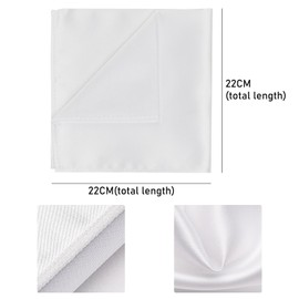 SLEEKEE Pack of 2 White Handkerchiefs, Men's Handkerchiefs, Imitation Silk, Chest Scarves for Formal Men's Suits, Suitable for Wedding, Dance and Ceremony Parties (22 x 22 cm), White
