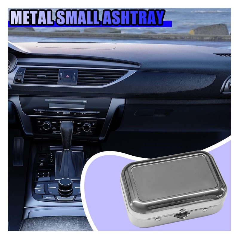 Tuxihapp Mini Portable Ashtray, Carry-on Windproof Car Ash Tray with