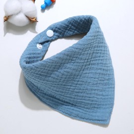 ICEMOOD Adjustable Cotton Bandana - Solid Color Scarf for Small Dogs with Button Fastening, Blue, Medium, 5lbs - 30lbs