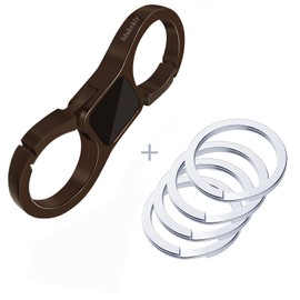 Idakekiy Key Chain Quick Release Spring with 4 Key Rings Heavy Duty Car Keychain Organizer for Men and Women (Coffee)