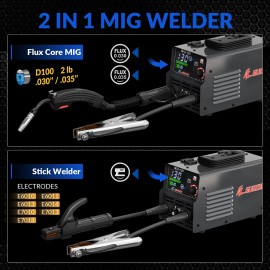 GZ GUOZHI 130A MIG Stick Welder 2-in-1 Gasless Flux Core IGBT Compact 110V w/LED