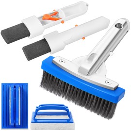 Tioncy 5 in 1 Pool Cleaning Kits Includes 5.5" Stainless Steel Pool Brush with EZ-Clip Handle, Pool Pumice Stones and Pool Scrub Brushes to Reomve Erase Rust Stain Spot Deposit on Concrete Pool Spa