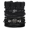 EGOINA Punk Leather Bracelet for Men Leather 8-10 PCS Braided