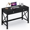 WiberWi Home Office Desk with Drawers, Black Modern Writing Computer