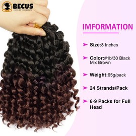 BECUS Gogo Curl Crochet Hair for Black Women, 5 Packs Jamaican Bounce Crochet Braids, Deep Wave Beach Curl, Crochet Synthetic Hair Extensions (Black/Brown #1B/30)