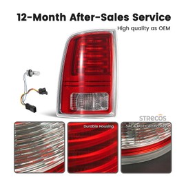 STRECOS Pair Led Tail Light Compatible with 2013-2018 Dodge RAM 1500 2500 3500 Limited Longhorn Laramie Pickup Chrome Housing Taillights Rear Brake Turn Signal Lamps Assembly Replacement (Clear Lens)