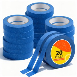 Eliamo 20 Rolls Blue Painters Tape with 1 Inch X 55 Yards (1100 Yards Total), Masking Tape Bulk for Walls Painting, Arts Painting, Multi-Surface No-Residue Painting Tape for Indoor and Outdoor Use