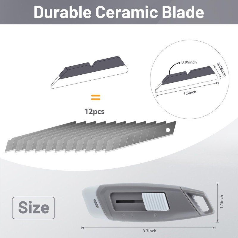 Steelite Mini Ceramic Box Cutter, 2-Stage Retractable Box Opener, Mini