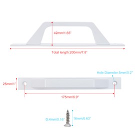 Semetall Barn Door Handle 175mm Hole Center Solid Steel Gate Handle Heavy Duty Door Pull White Flush Hardware Handle with Screws for Wooden Door Sliding Barn Doors Gates Garages Sheds