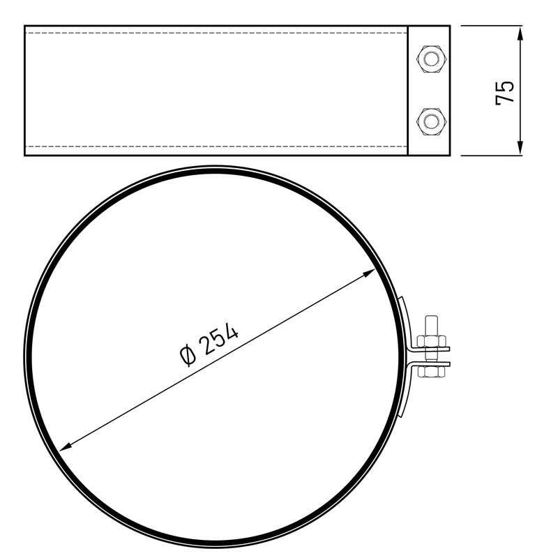 LANZZAS Stove Pipe Sealing Clamp Diameter 250 mm Colour: Black