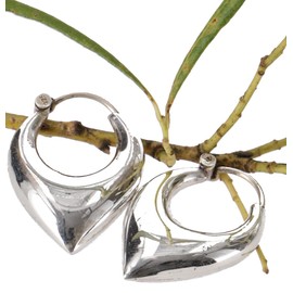 GURU SHOP Wide Indian Silver Hoop Earrings, Sterling Silver