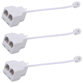 CARDALLTRY Two Way Telephone Splitters, RJ11 6P4C Converter Cable, Telephone Wall Adaptor Phone Cord Splitter for Landline (3 Pack)