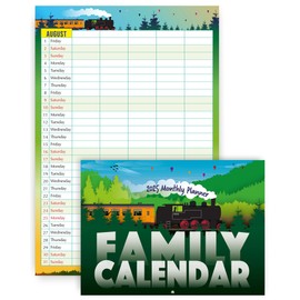 Family Calendar 2025, monthly planner with 5 columns. Useful as a family planner calendar 2025. Printed by CO2 neutral printer with vegetable ink, fully recyclable