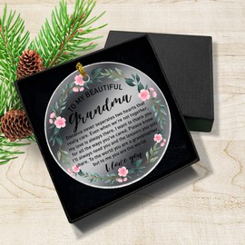 Grandma Christmas Ornament Gift, Ornament Gift for Nana from Granddaughter Grandson Grandkids Mother's Day Birthday Best Grandma Ever Gifts Round Acrylic Ornaments, to My Beautiful Grandma