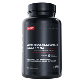VAST Ashwagandha 600 PRO - Premium KSM-66 Ashwagandha Root Extract - High Dose 600 mg per Serving - 2 Month Supply with 120 Vegan Capsules - with Magnesium and Vitamin B6 - Highest Bioavailability