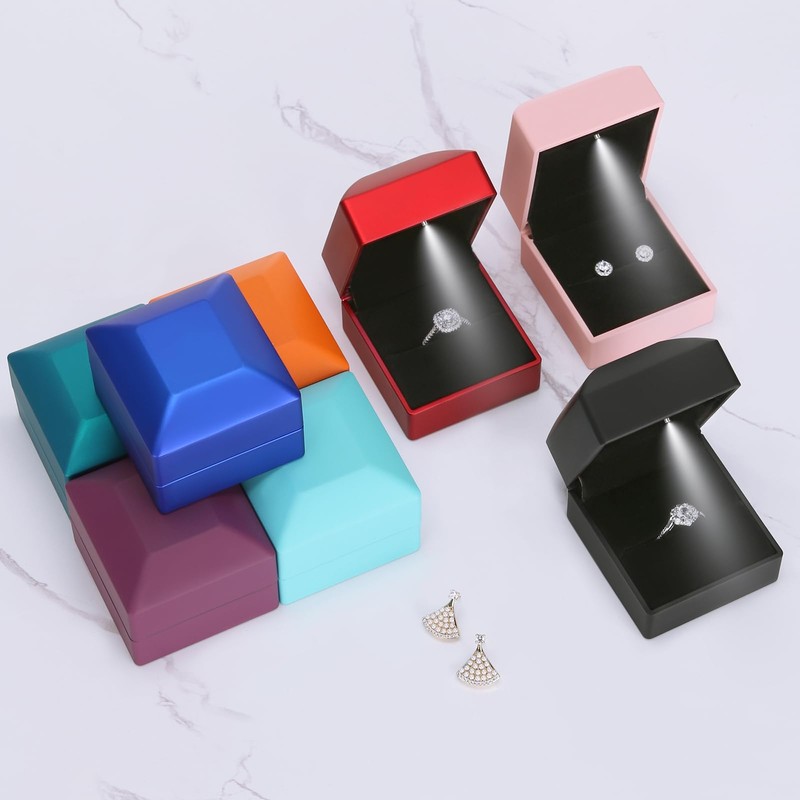 LED Ring Earring Box for Proposal, Wedding, Engagement， Luxury Jewelry