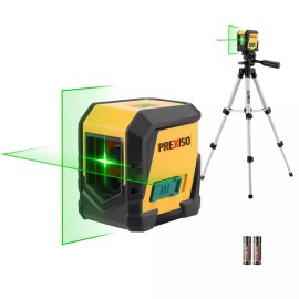 PREXISO Laser Level with Tripod 65Ft Self Leveling Cross Line Green Beam leveler