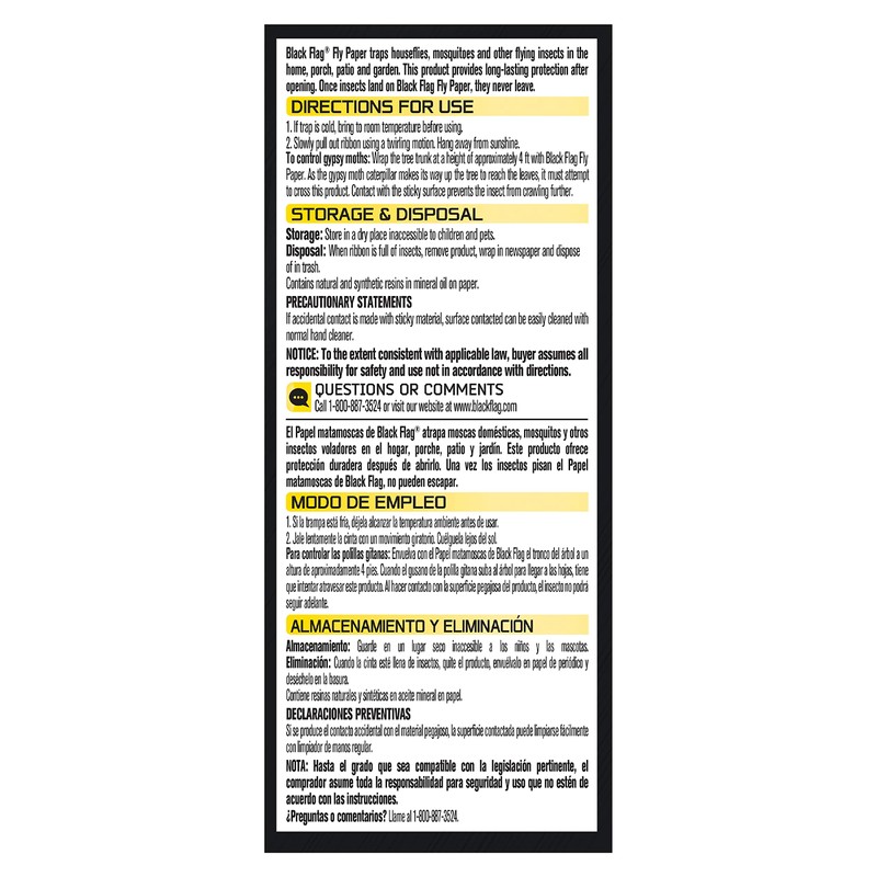 Black Flag Fly Paper, Insect Trap, Catches All Flying Insects