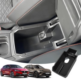 LANGBEAN Armrest Storage Box for Seat Leon 2024 2023 2022 2021 2020, Centre Console Organiser with Non-Slip Mats for Cupra Formentor, Armrest Organiser Accessories, Black