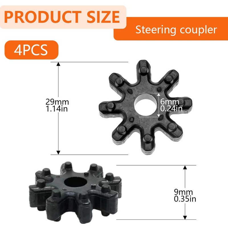 SGERUFZ 4 Pcs Flexible Couplings Steering Couplers, Suitable for Car