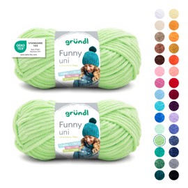 Gründl Funny Plain Soft Chneille Yarn for Knitting and Crocheting 100% Polyester 2 Balls (100 g/120 m, Needle Size: 5-6), Light Green