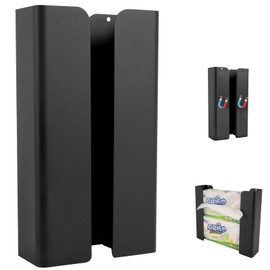 Wowfill Magnetic Tissue Case, Paper Holder, Black Separation, Adjustable Width, Single Handed, Tissue Box, Strong Magnet, Paper Towel Holder for Kitchen, Bath, Washstand, Refrigerator (Thin-Magnet)