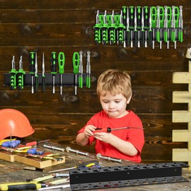 TUSPEU Screwdrivers Pliers Holder Wall Mount, Heavy Duty Metal Utility Storage Rack for Pliers Small Tools, Screw Driver Organizer Suitable Garages Homes Workshops Sheds (23 holes 1PC)