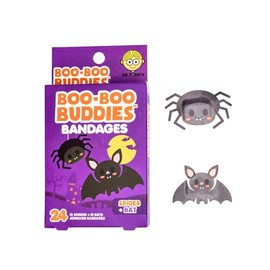 Boo Boo Buddies Kids Adhesive Bandages, Kids Self-Adhesive Sterile Bandages Pack for Toddler Girls & Boys, Adults First Aid, Protect Scrapes and Cuts | 24 Pcs (Spider + Bat)