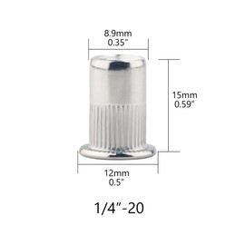 SBRRAIL 50 PCS 8-32 Rivet Nut, Stainless Steel Flat Head Hardware Nuts, Threaded Inserts for Metal, Plastics, Wood