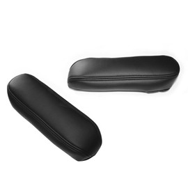Priprilod 2pcs Black Leather Seat Armrest Cover Compatible with Ford F250 F350 Excursion Lariat 1999 2000 2001 2002 2003 2004 2005 2006 2007(only Leather Part)