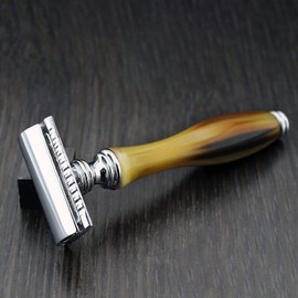 Traditional Horn Razor Unbreakable Resin Handle Classic Old School Shaving New Horn Collection by Haryali London Wet Shaver Shaving Kit