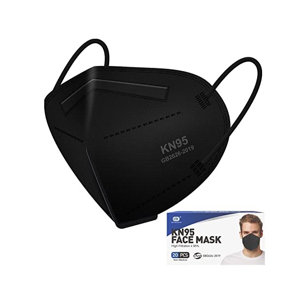KN95 Black Face Masks 20pcs 5-Layer Cup Dust Masks Filtration