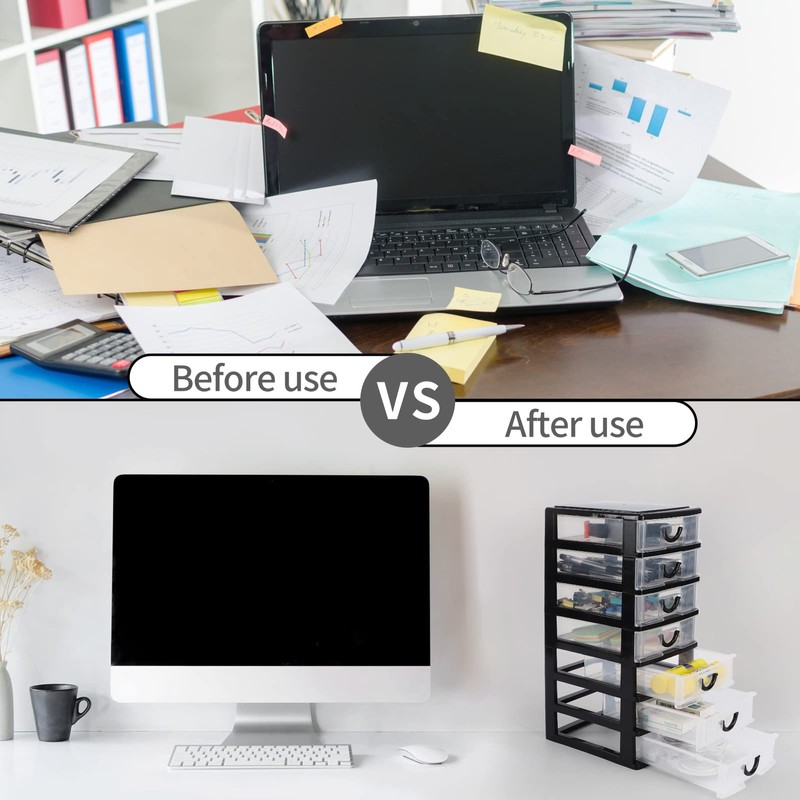 Rempry Mini Plastic Drawers Organizer, 7.1"cx5.1"x13.2" Small Storage Drawers Containers