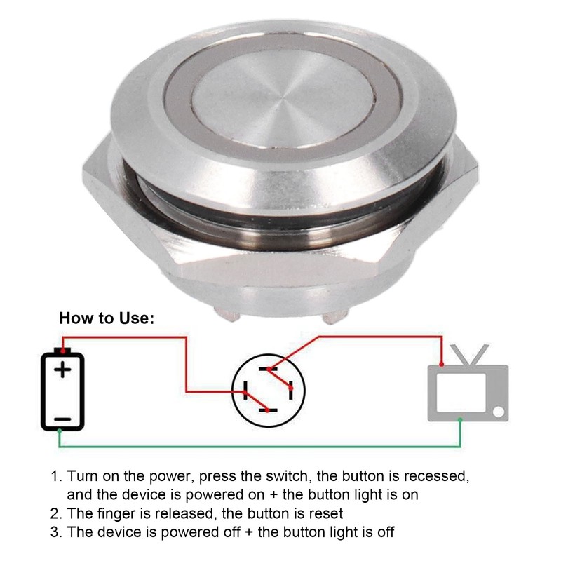 5Pcs Momentary Push Button Switch Metal Auto Reset Ultra Thin